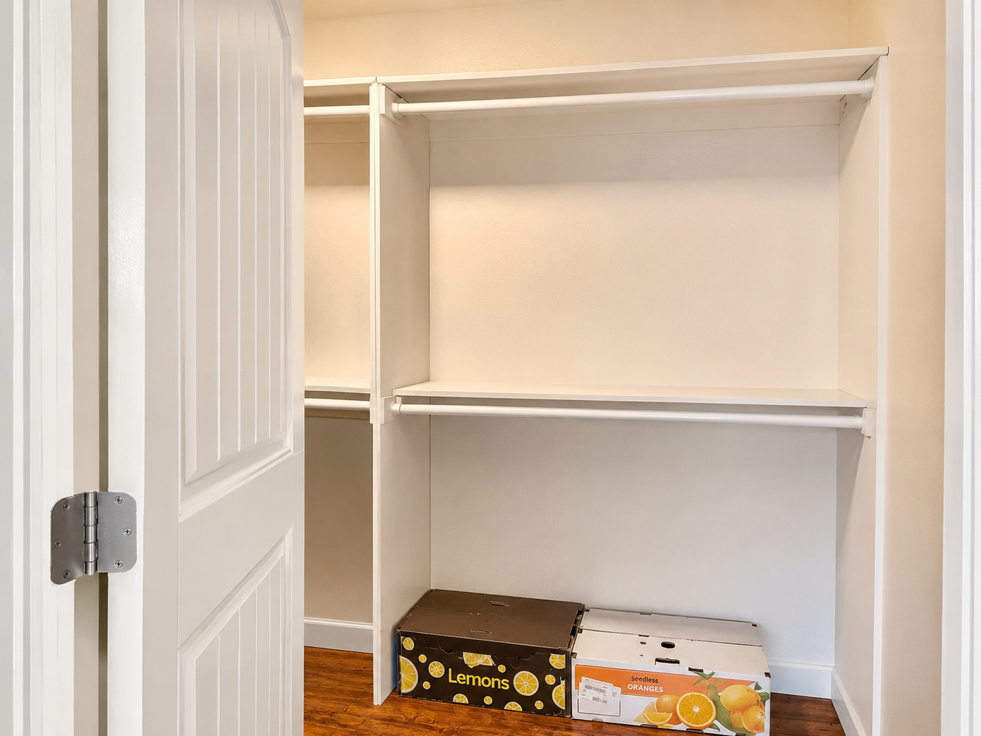 Walk-in closet with built-in organizers